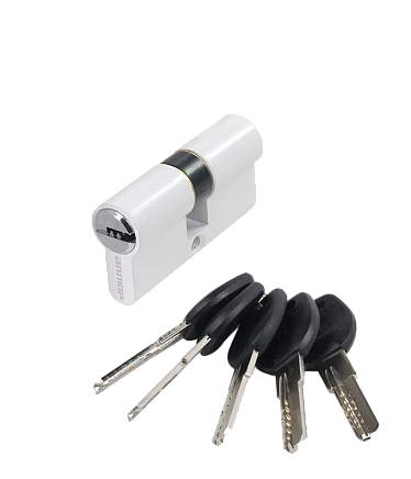 Цилиндровый механизм Цилиндр АЛЛЮР ключ-завертка HD FG 60-5K (25*10*25) WHITE белый перф.ключ 